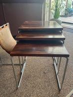 Bijzettafeltjes Palissander motief, vintage, Ophalen, Minder dan 55 cm, Gebruikt, Overige materialen