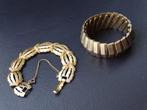 Custom juwelry, 2 armbanden, goudkleurig schakels 1x rekbaar, Goud, Gebruikt, Verzenden
