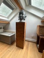 Boeddha kop staal antraciet (evt met pilaar), Ophalen of Verzenden, Zo goed als nieuw
