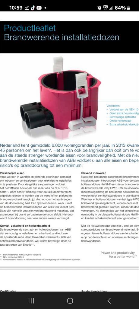 Brandwerende Inbouwdoos ABB, Doe-het-zelf en Verbouw, Elektra en Kabels, Ophalen