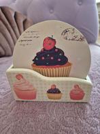 6 onderzetters met houder, cupcakes, Ophalen of Verzenden
