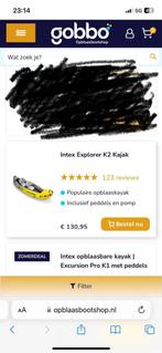 2x Intex explorer K2 kayak - Nieuwstaat!, Watersport en Boten, Kano's, Ophalen, Met peddels, Kajak, Twee personen