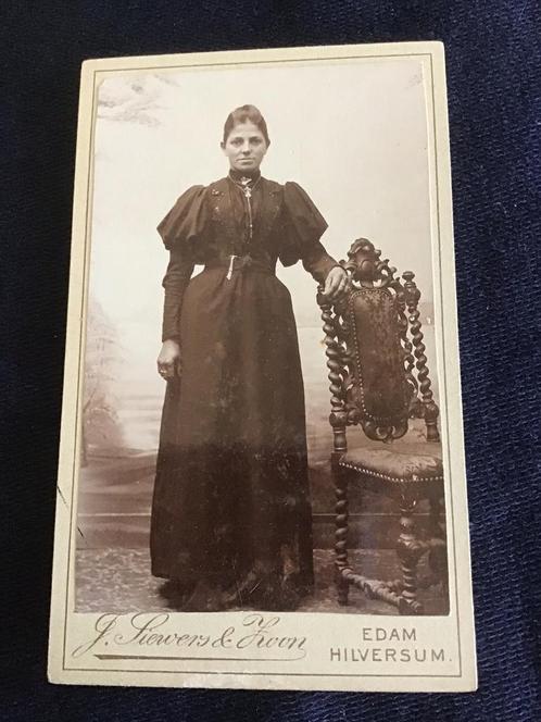 CDV, Dame, Siewers & Zoon, Edam - Hilversum, Carte de Visite, Verzamelen, Foto's en Prenten, Gebruikt, Foto, Voor 1940, Ophalen of Verzenden