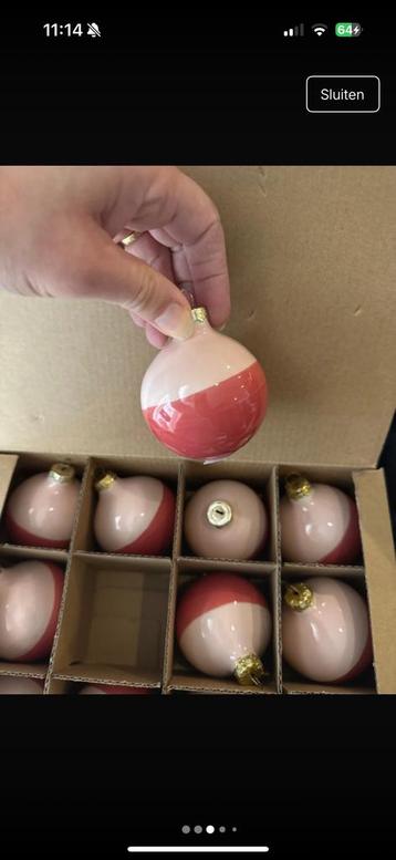 Heinen Delfts blauw 12 keramiek kerstballen beschikbaar voor biedingen