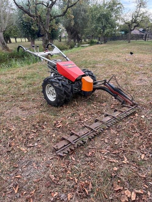 Goed werkende Bucher Record 38 maaibalk 2-Wielige grasmaaier, Tuin en Terras, Grasmaaiers, Gebruikt, Benzine-grasmaaier, 50 cm of meer