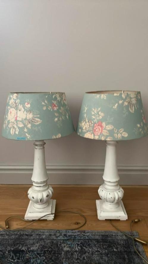 Paar tafellampen Rivièra Maison met kap, Huis en Inrichting, Lampen | Lampenkappen, Gebruikt, 50 cm of meer, Rond, Overige kleuren
