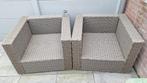 loungestoelen met dikke zwarte kussens, Ophalen, Gebruikt, Wicker, 2 zitplaatsen