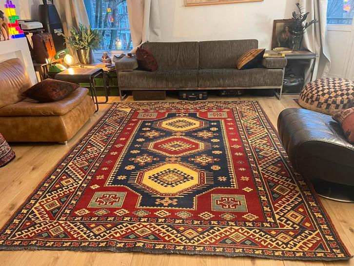 Handgeknoopt vintage vloerkleed – Kazak stijl 255  x 200 cm, Huis en Inrichting, Stoffering | Tapijten en Kleden, Zo goed als nieuw
