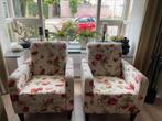 2 prachtige  gebloemde fauteuils, Gebruikt, Minder dan 75 cm, Stof, 50 tot 75 cm