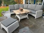 Loungeset wit met antraciet kussens met tafel, Kunststof, Gebruikt, Loungeset, 7 zitplaatsen
