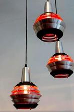 JAREN 60 HANGLAMP LAKRO ALUMINIUM ORANJE SPACE AGE VINTAGE, Ophalen of Verzenden