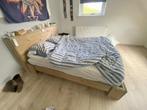 Stoer steigerhouten tweepersoonsbed in goede staat., Huis en Inrichting, Slaapkamer | Bedden, 160 cm, Gebruikt, Industrieel / landelijk