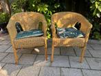 2 mooie rieten stoelen te koop, Huis en Inrichting, Stoelen, Ophalen, Gebruikt, Bruin