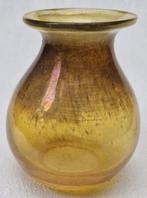 Artistiek vaasje Kunstglas citroengeel met metallique effect, Ophalen of Verzenden