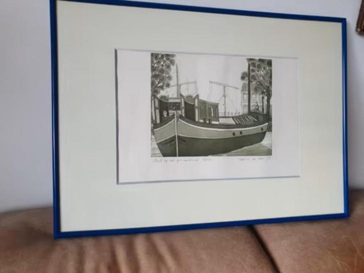 ets 76 Laetitia de Haas Boot Prinseneiland 127/150 Amsterdam, Antiek en Kunst, Kunst | Etsen en Gravures, Ophalen
