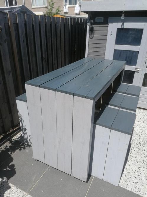Hoge tuintafel met 6 zitplaatsen hout, Tuin en Terras, Tuintafels, Gebruikt, Rechthoekig, Hout, Ophalen