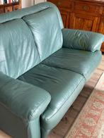 GRATIS AFHALEN Tweezits lederen bank, groen, Ophalen, Gebruikt, 150 tot 200 cm, Tweepersoons