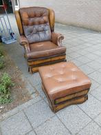 Chesterfield fauteuil + hocker, Ophalen of Verzenden