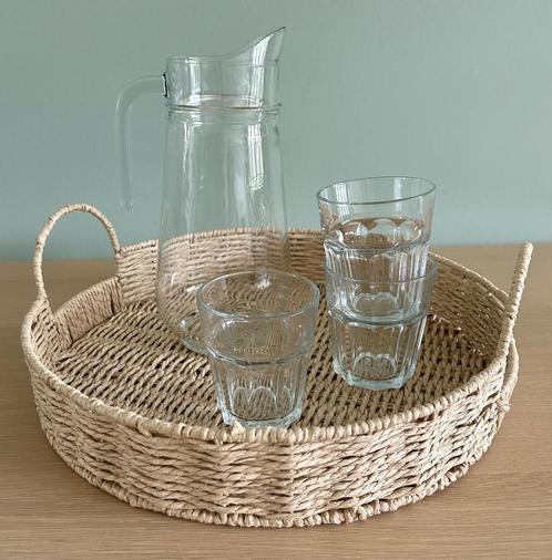 Grote ronde rieten / geweven dienblad, Huis en Inrichting, Woonaccessoires | Dienbladen, Zo goed als nieuw, Rond, Ophalen of Verzenden