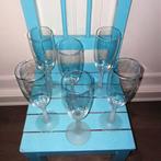 Champagne glazen frozen voet/steel set van 6, Ophalen, Glas of Glazen, Overige stijlen, Glas