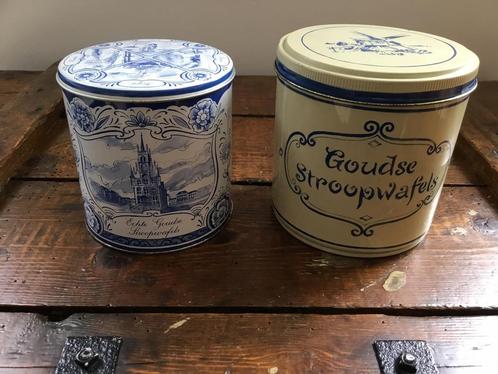 Twee stroopwafelblikken., Verzamelen, Blikken, Gebruikt, Koek(jes), Overige merken, Ophalen of Verzenden