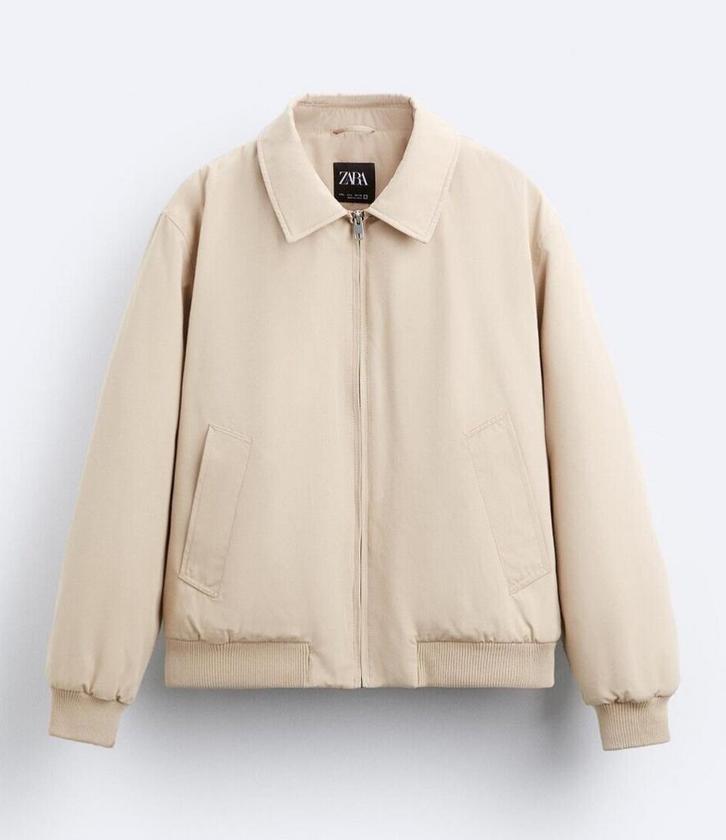 Gewatteerd Bomberjack ZARA maat M zand, Kleding | Heren, Jassen | Winter, Zo goed als nieuw, Beige, Ophalen of Verzenden