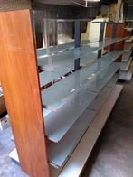 winkelstellingen met glazen legplanken., Ophalen, Gebruikt, Glas, Met plank(en)