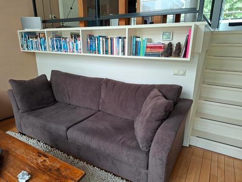 Grijze bank, Huis en Inrichting, Banken | Bankstellen, Gebruikt, Rechte bank, Driepersoons, 200 tot 250 cm, 75 tot 100 cm, Stof