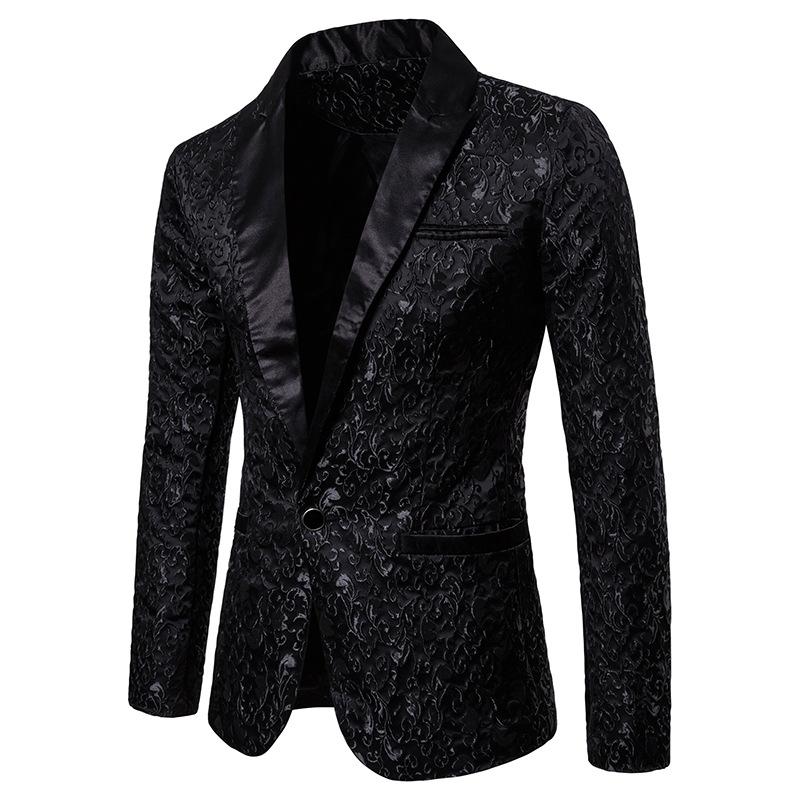 Heren zwart colbert met bloemen / luxe barok blazer jasje, Verzenden, Nieuw, Overige maten, Zwart