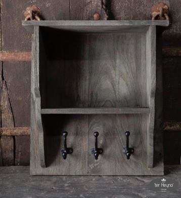 Houten wandrekje kapstok wand regaal stoer sober landelijk beschikbaar voor biedingen