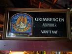 Blikken bord, geen Emaille Grimbergen abdijbier van het vat, Verzamelen, Biermerken, Ophalen of Verzenden, Gebruikt, Reclamebord, Plaat of Schild