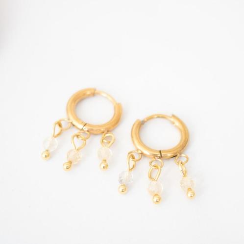 Oorbellen met citrien, Sieraden, Tassen en Uiterlijk, Oorbellen, Nieuw, Hangers, Overige materialen, Geel, Met edelsteen, Ophalen of Verzenden