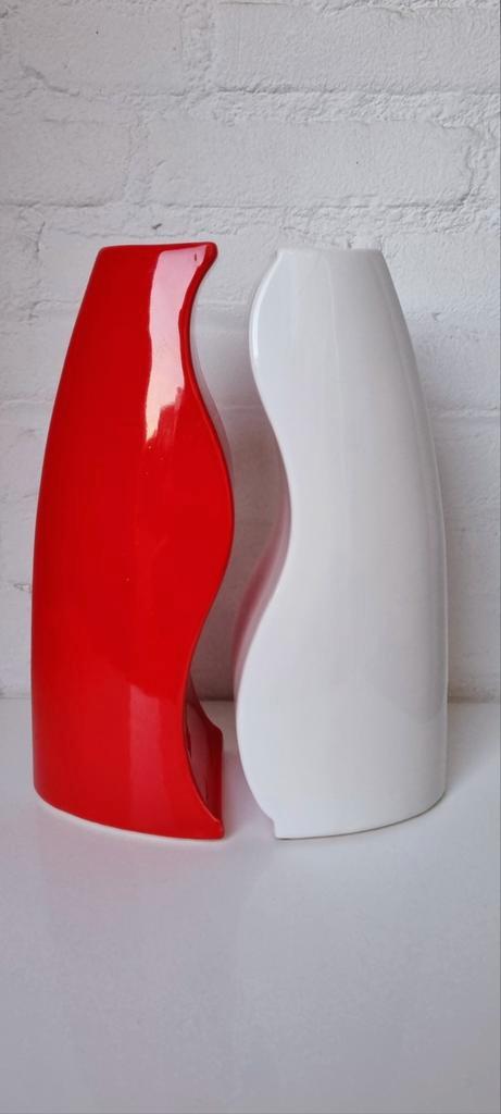 Vintage keramische set vazen, Huis en Inrichting, Woonaccessoires | Vazen, Gebruikt, Rood, Minder dan 50 cm, Aardewerk of Porselein