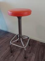 Retro Vintage Barkruk Oranje Chroom 72cm, Huis en Inrichting, Ophalen, Gebruikt, Met voetsteun, 60 tot 90 cm