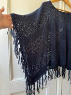 Pieces cape trui poncho donkerblauw, One Size, Ophalen of Verzenden, Nieuw, Maat 42/44 (L), Blauw