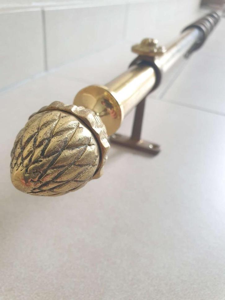 Gordijnroede goudkleurig metaal L 160cm + 2x 5cm voor doppen, Huis en Inrichting, Stoffering | Gordijnen en Lamellen, 150 tot 200 cm