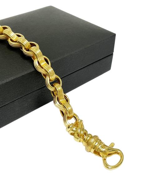 Vintage 14 Karaat Gouden Infinity Schakel Armband - 18,5 cm, Sieraden, Tassen en Uiterlijk, Armbanden, Zo goed als nieuw, Goud