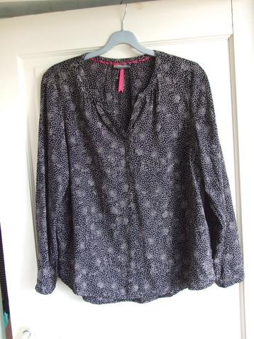 Street One nieuwe zwarte blouse met beige stipjes maat 42 beschikbaar voor biedingen