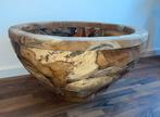 Teak-houten mozaïek plantenbak +/- 70cm doorsnede, Ophalen