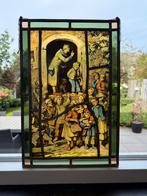 Glas in Lood Raampaneel met Kinderen, Antiek en Kunst, Ophalen