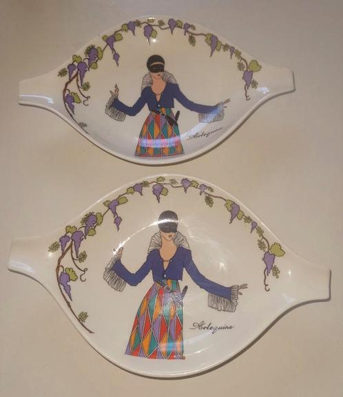 Bonbon schaaltjes (2) Arlequine design 1900 Villeroy & Boch, Antiek en Kunst, Antiek | Servies los, Ophalen
