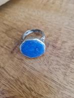 Tibetaans zilveren ring maat 19. Met Lapis., Ophalen of Verzenden, Zilver, Ring, Met edelsteen