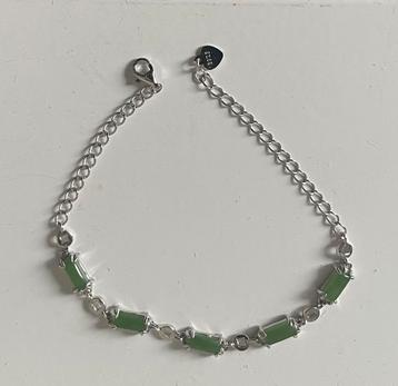 Zilveren armband, handgemaakt met Nephrite Jade.  beschikbaar voor biedingen