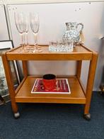 Vintage barcart / bijzettafel teak fineer 70s, Ophalen, Huis en Inrichting