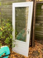 Hardhouten Balkondeur/Tuindeur met Dubbel Glas, Doe-het-zelf en Verbouw, Deuren en Horren, Ophalen, Gebruikt, 80 tot 100 cm, Buitendeur