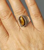 zilveren ring met natuurlijke Tijger oog steen zilver 925, Sieraden, Tassen en Uiterlijk, Ringen, Nieuw, Met edelsteen, 17 tot 18