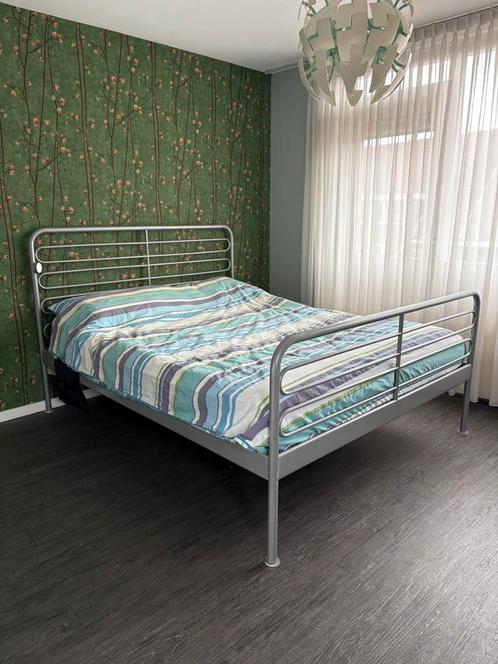 160x200 Ikea spijlenbed “Loen” ombouw grijs, Huis en Inrichting, Slaapkamer | Bedden, Gebruikt, Tweepersoons, 160 cm, 200 cm, Metaal