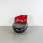 ACTIE!! 1x Leolux Kikko Chaise Longue Zwart/Rood - Chroom, Eenpersoons, Ophalen of Verzenden, Zo goed als nieuw, Metaal