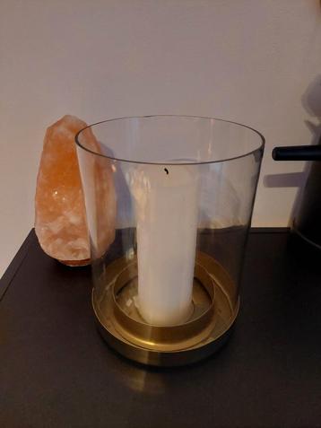Windlicht, gouden rand 2 stuks!  beschikbaar voor biedingen