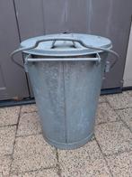 Vintage Zinken Vuilnisemmer vuilnisbak afvalemmer afvalbak, Ophalen, Gebruikt, 40 liter of meer, Metaal